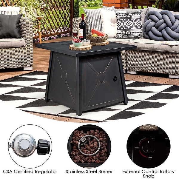 7PCS Patio Conversation Set Furniture Set w /50,000 BTU Fire Pit Table