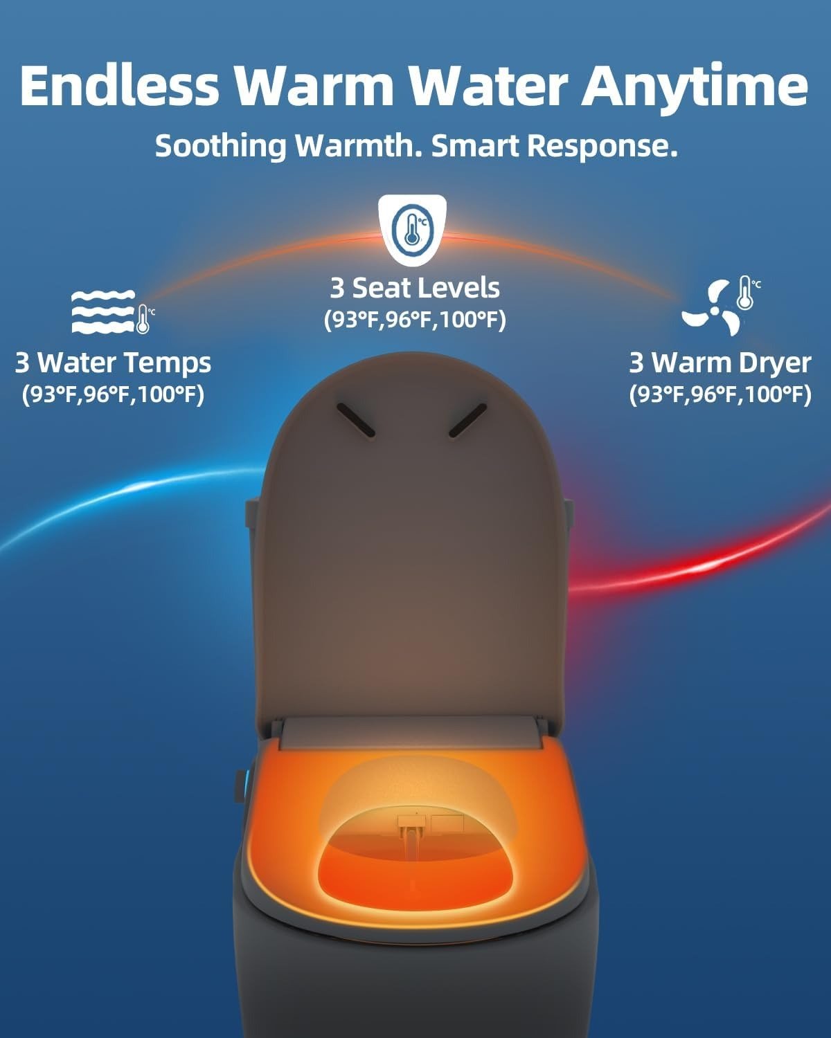 Elongated Electric Bidet Toilet Seat with Instant Warm Water & Dryer, Wireless Remote Bidet
