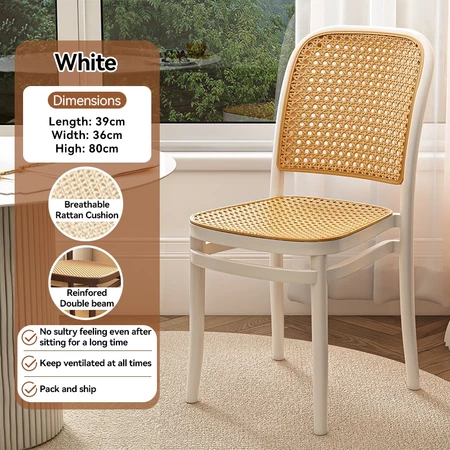 Nordic rattan plastic chair outdoor home stackable dining chair backrest chair