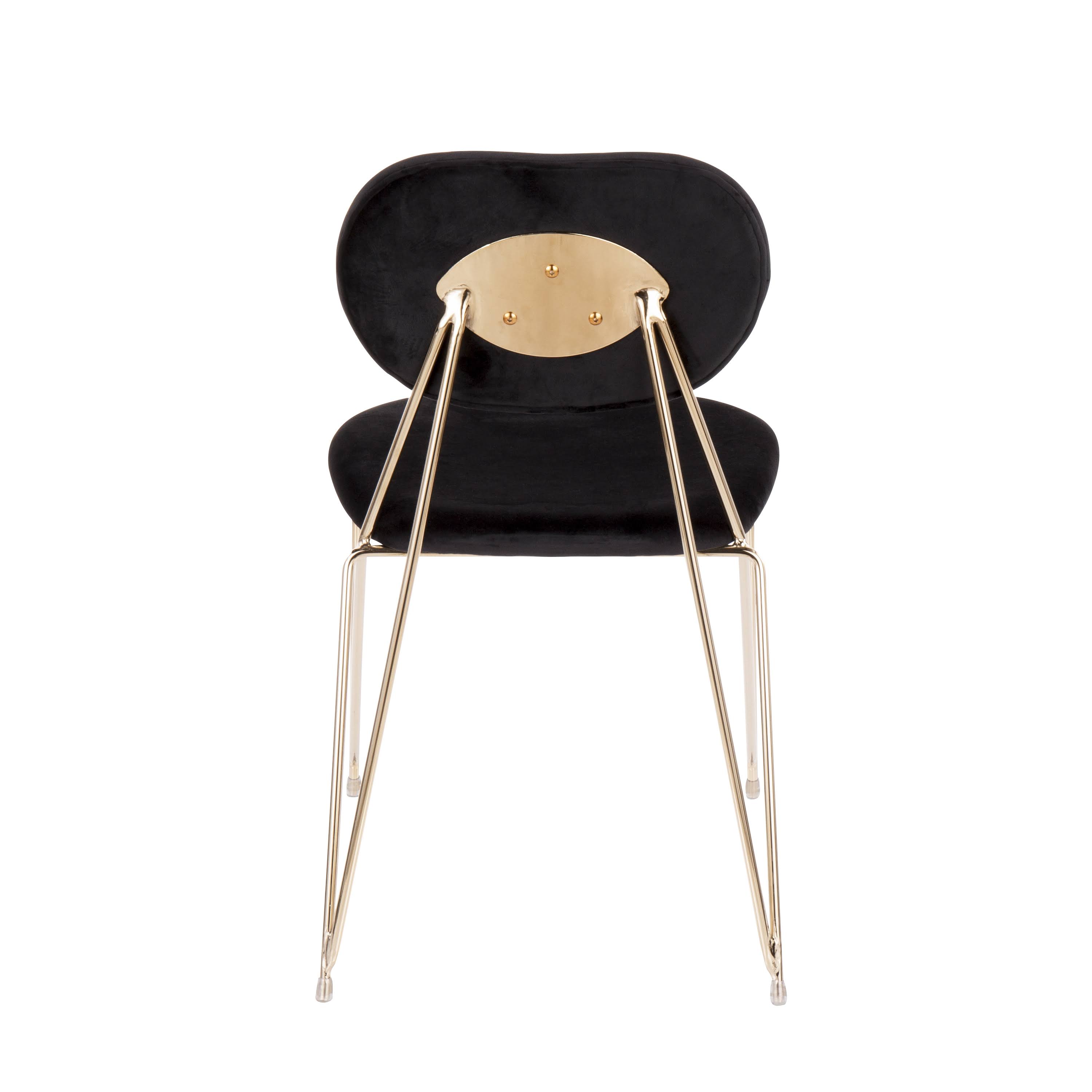LumiSource Gwen Chair - Set of 2 - Gold Metal, Black Velvet