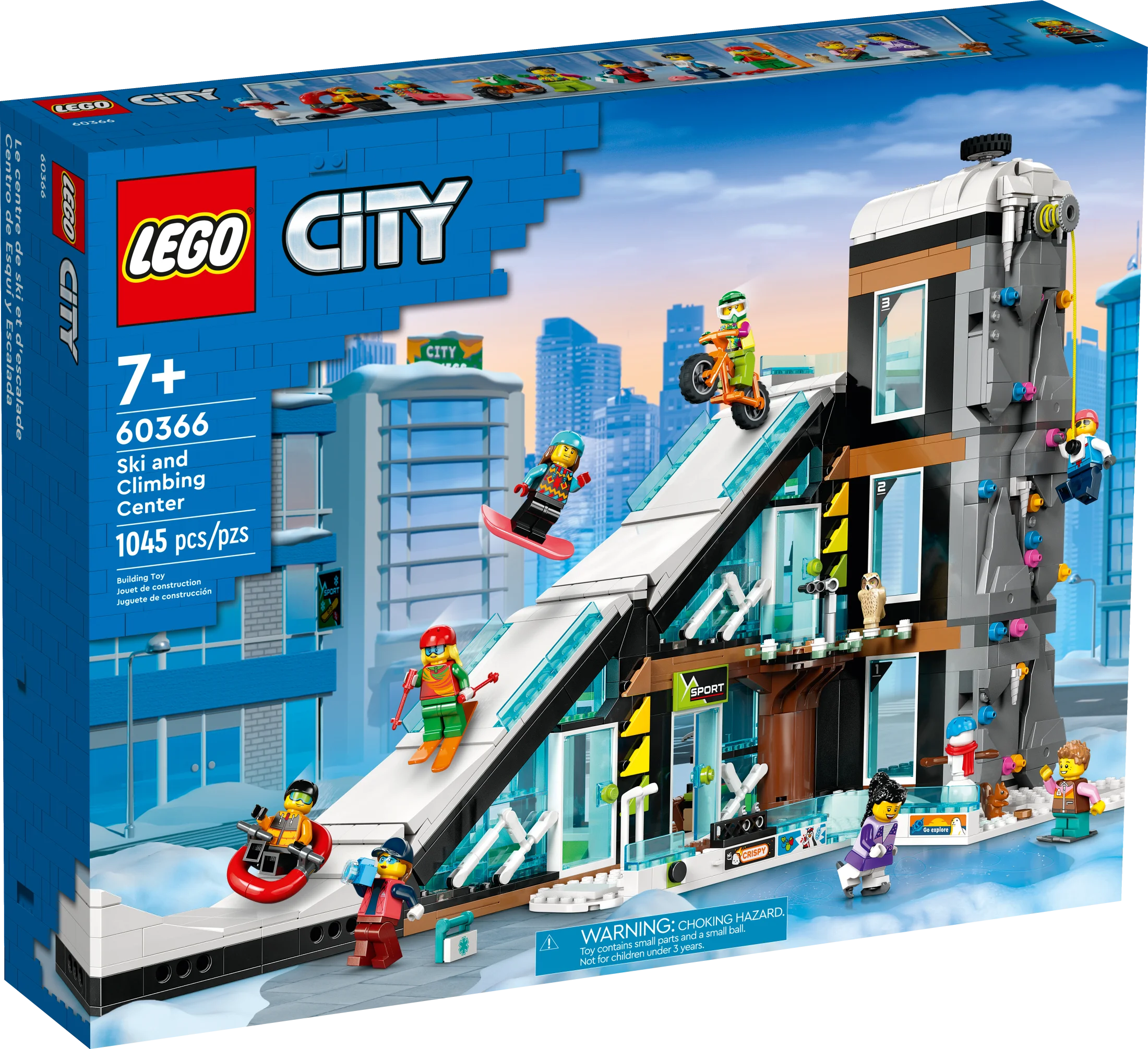 LEGO City Ski and Climbing Center 60366 Building Toy Set, 3-Level Building with a Ski Slope, 8 Minifigures and 2 Animal Figures for Imaginative Winter Sports Play, Fun Gift Idea for Kids and Ski Fans