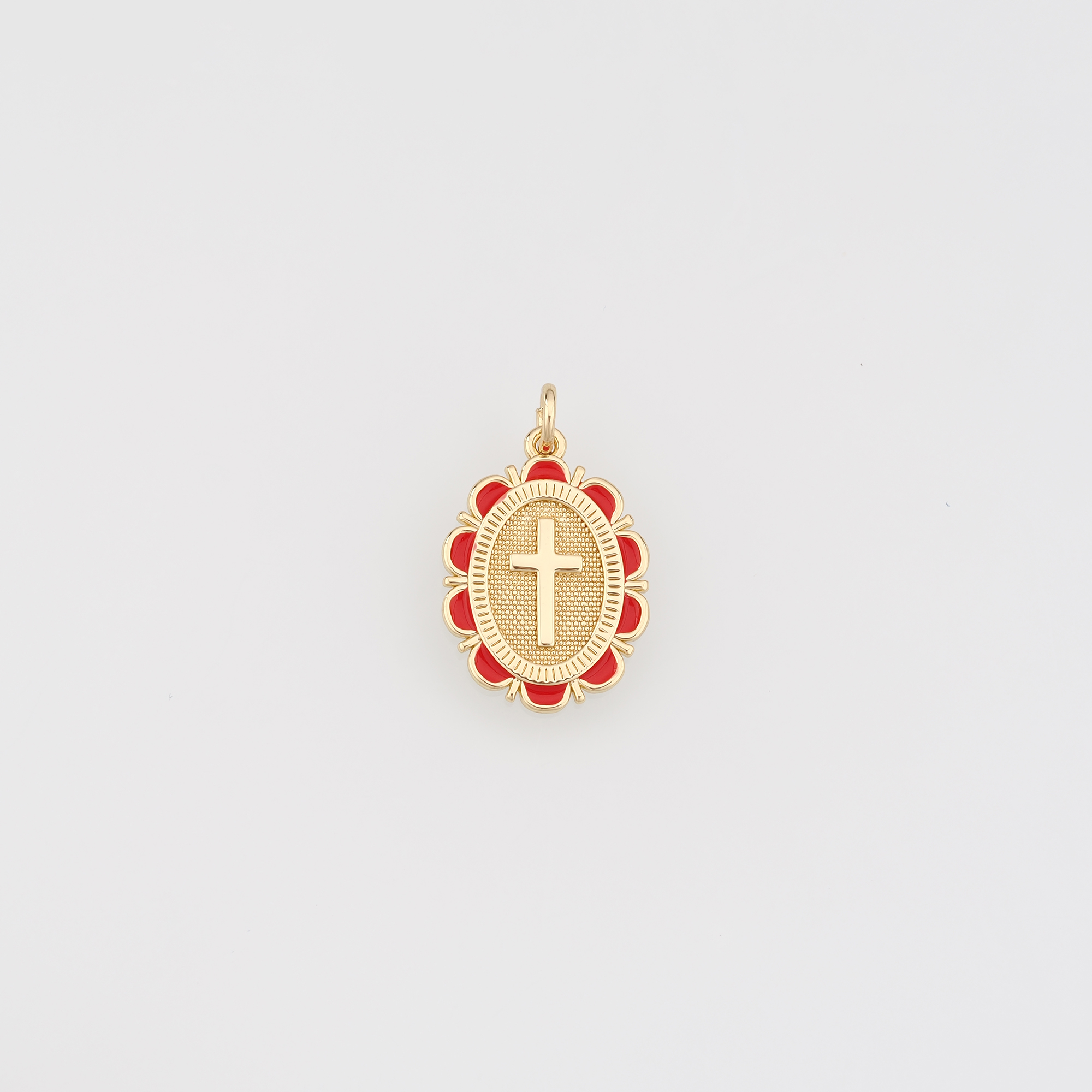 18K Gold Filled Cross Pendant,Enamel Religious Charm Earrings Necklace for DIY Jewelry Making Supply