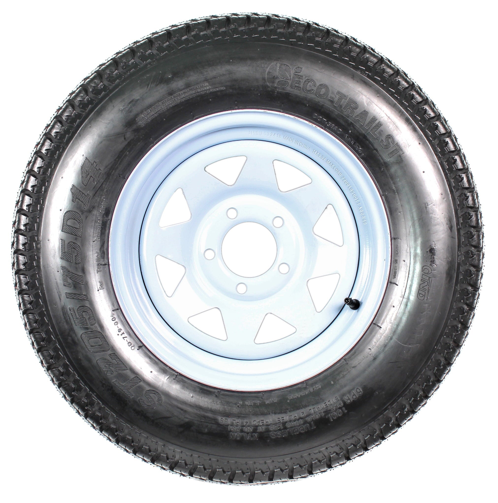 2-Pk Trailer Tire Rim ST205/75D14 2057514 F78-14 14 LRC 5 Lug White Spoke Wheel