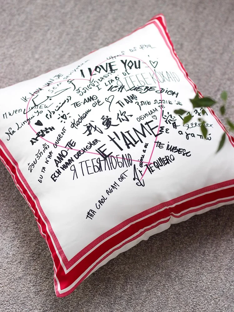 BD013 - Love Letter: Silky Snowflake Satin Pillow, Modern Living Room