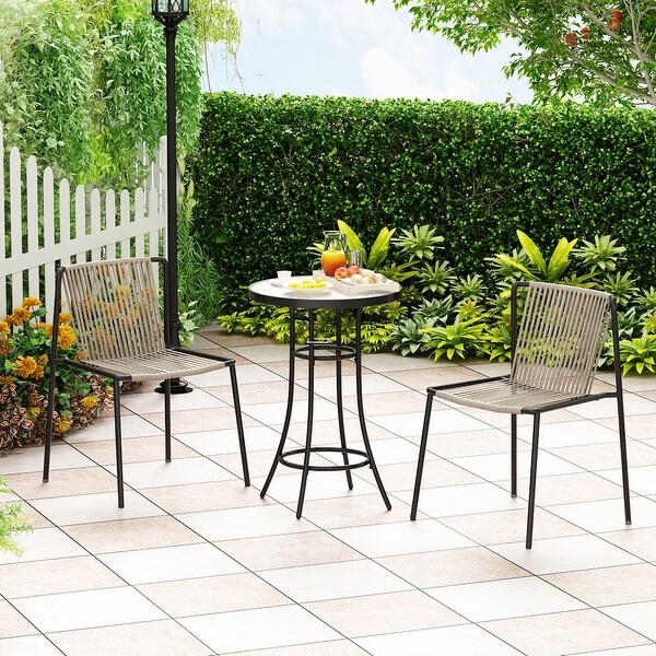 Patio Bistro Table WeatherResistant Black Metal Table Garden,Balcony
