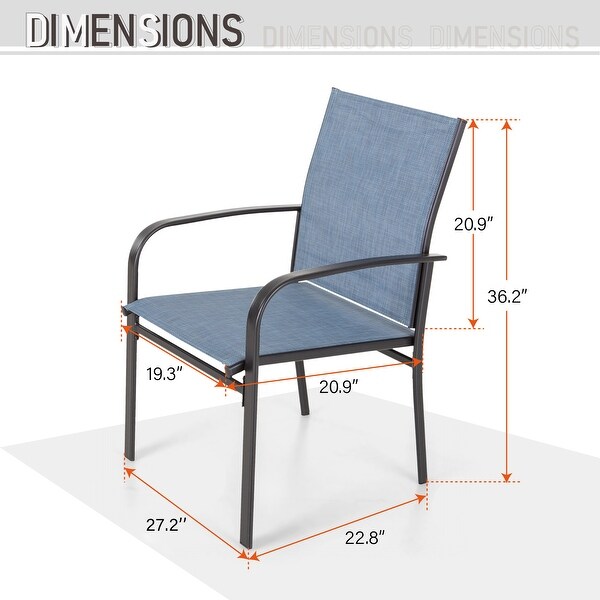 MAISON ARTS 5Piece Patio Dining Set,Geometrically Stamped Round Table and 4 Textilene Dining Chairs