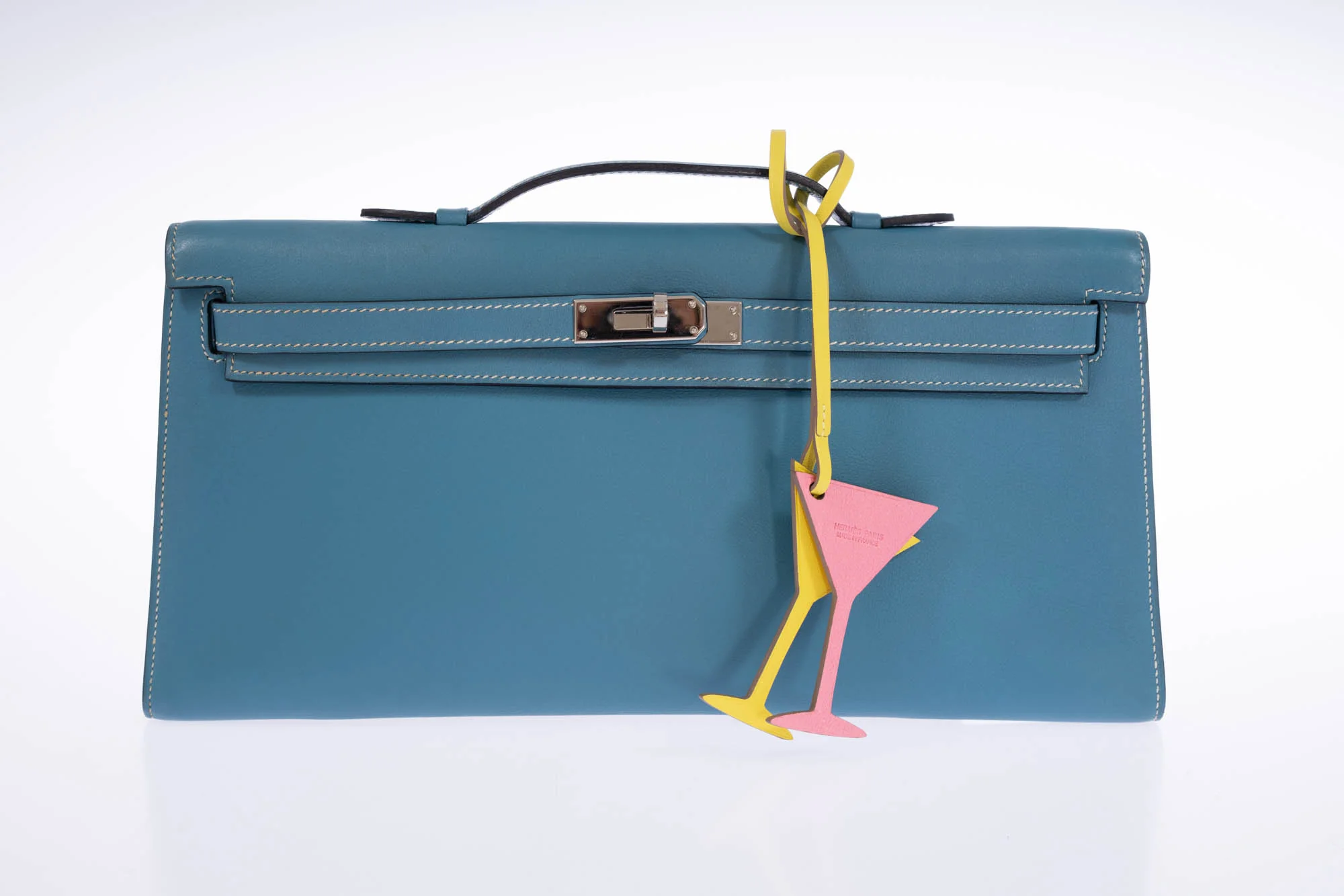 Hermès Kelly Longue Bleu Jean Evergrain Palladium Hardware