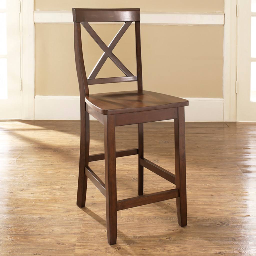 Crosley Furniture 24x22 X-Back Counter Stool, Mahogany - 2 count