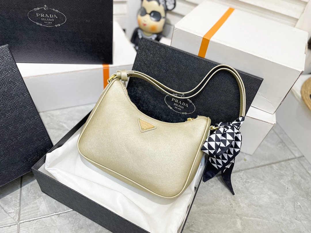 Prada Saffino Leather Mini Bag Platinum