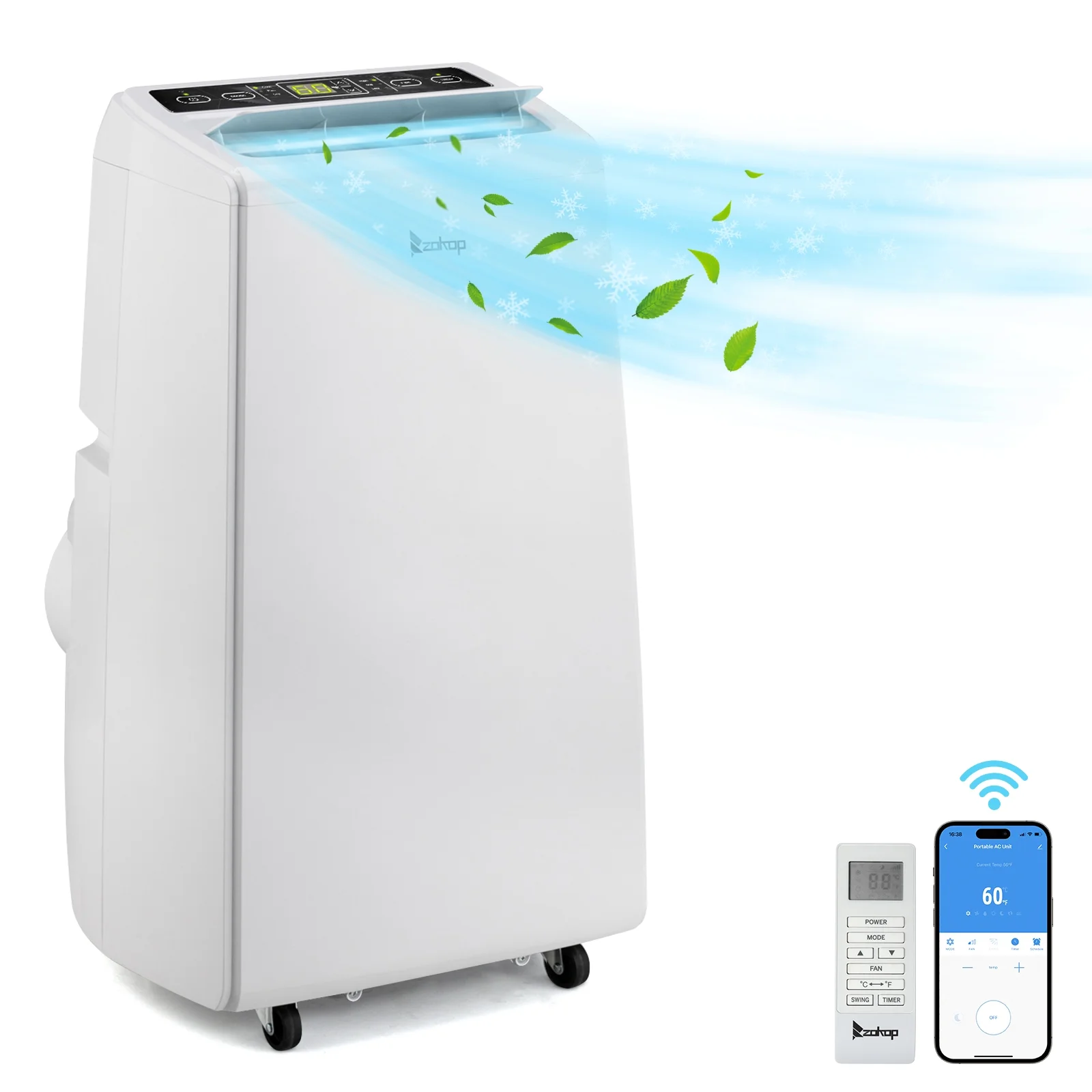 GoDecor Portable Air Conditioner 12000 BTU Power Plug in AC Cold Indoor Room Conditioning System with Cooler, Dehumidifier, Fan, Exhaust Hose, Window Seal, Remote Control