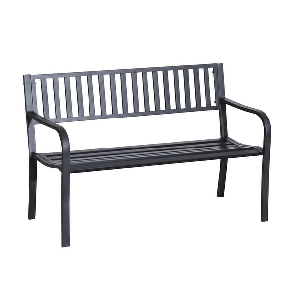 Stylish Black Metal Garden Bench