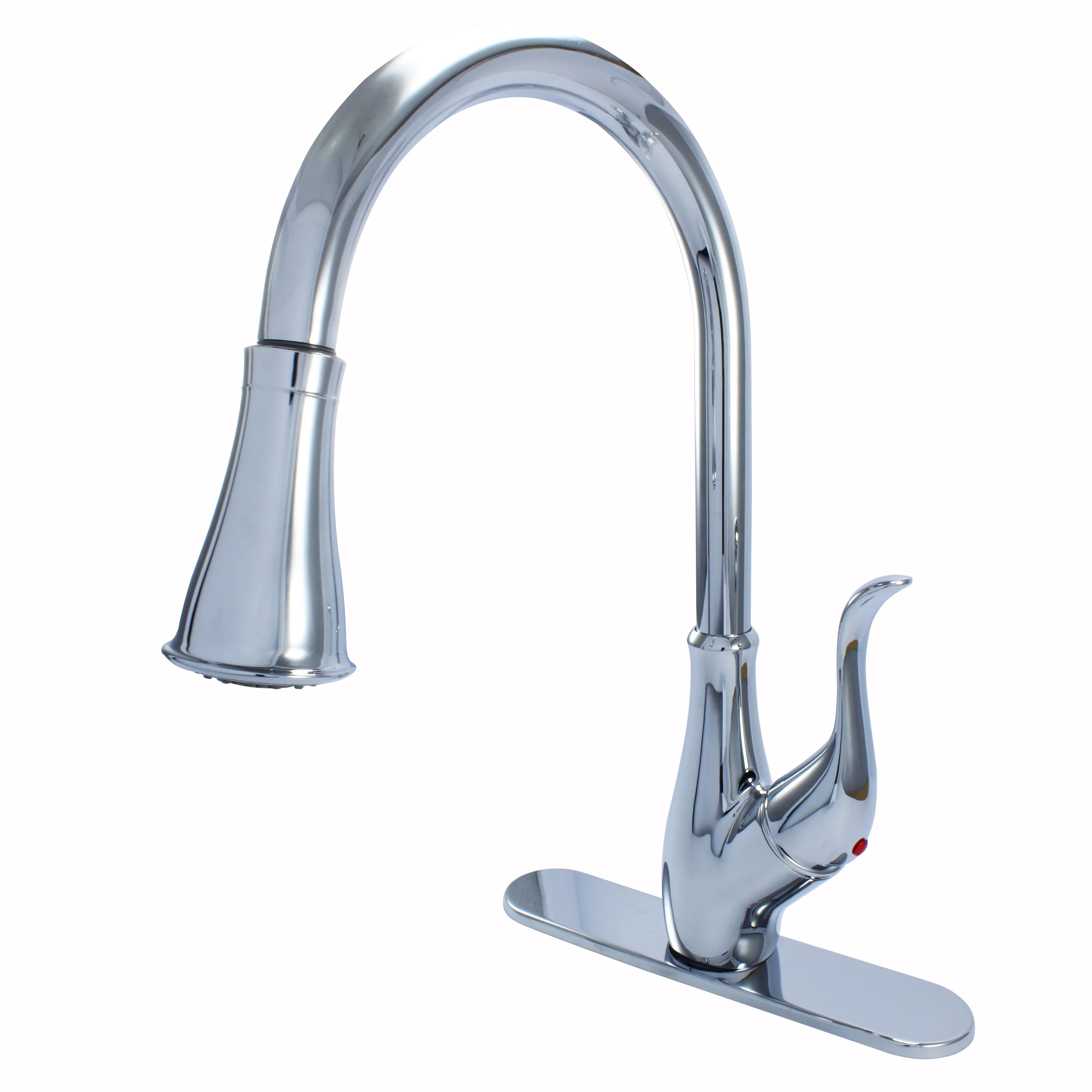 WMF-8101D-CP - Hybrid Metal Deck Single Handle Kitchen Sink Faucet Ceramic Cartridge with Pull Down Sprayer Chrome Finish