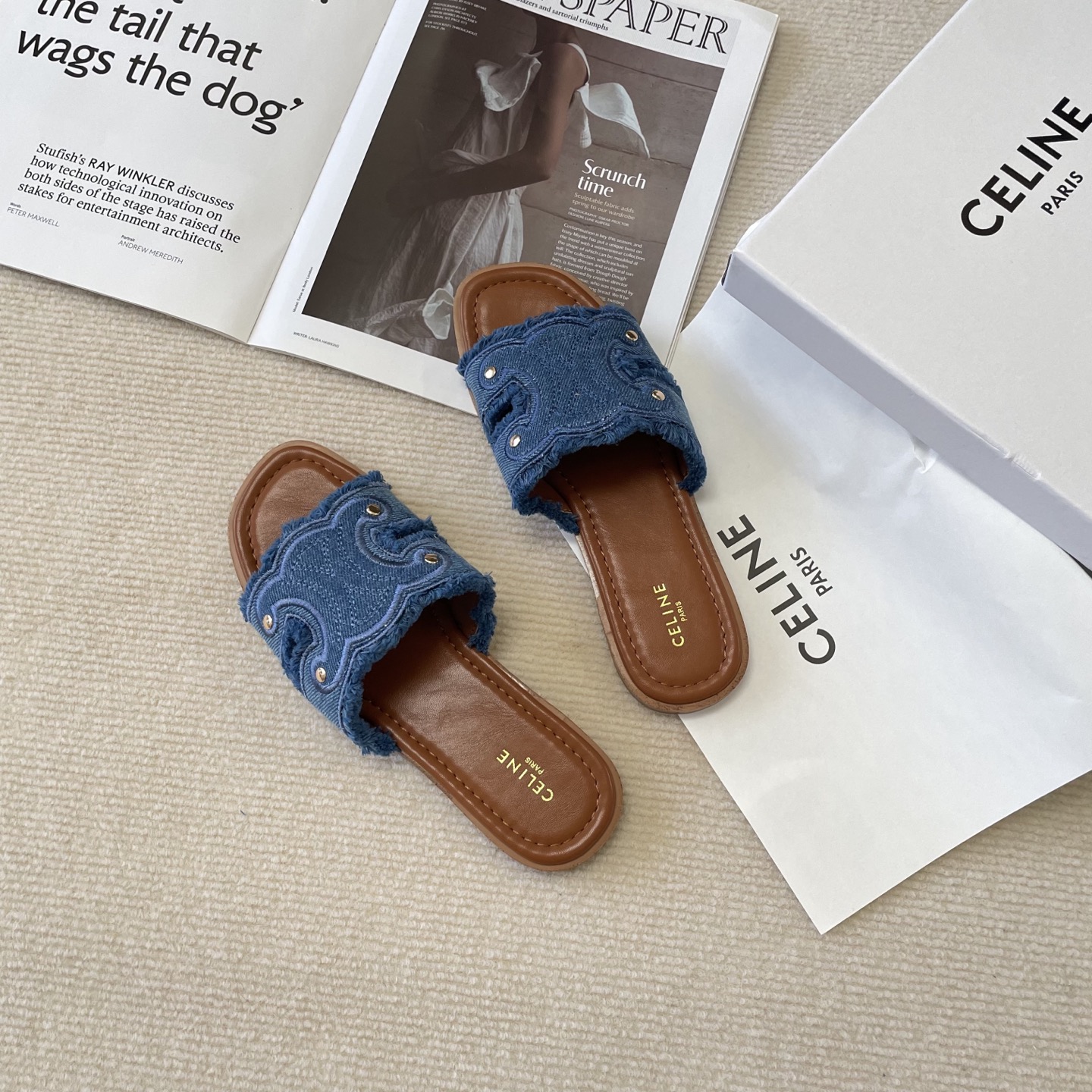 Celine denim tassel slippers - cnluxepick