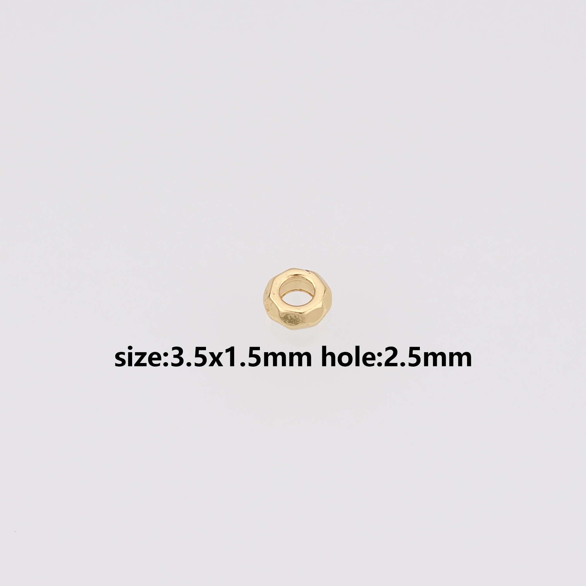 50Pcs 18K Gold Filled Hexagon Spacer Beads,Hexagon Bead for Bracelet Jewelry Necklace Making Supply