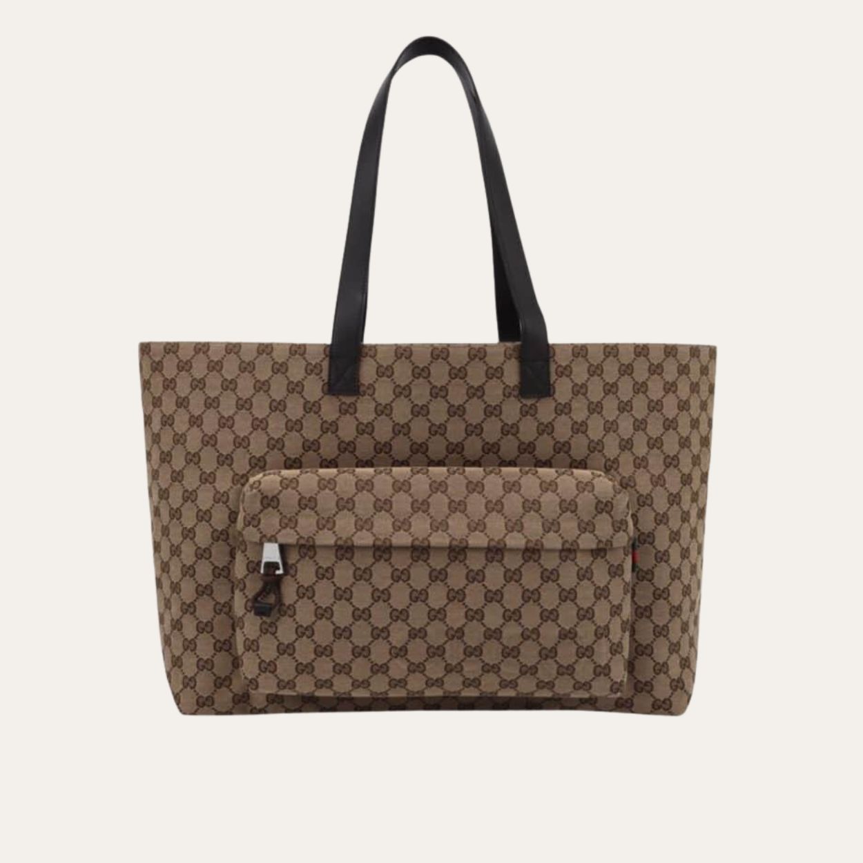 Gucci Large Gg Tote Bag Beige And Ebony Original Gg Canvas 17.7 Inches ‎802166 Faduu 8657