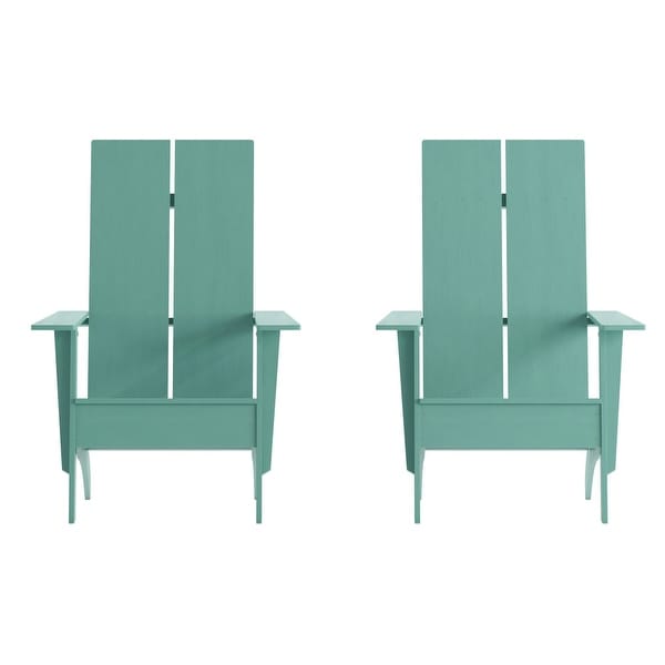 Modern Dual Slat Back Adirondack Style Chairs,Set of 2