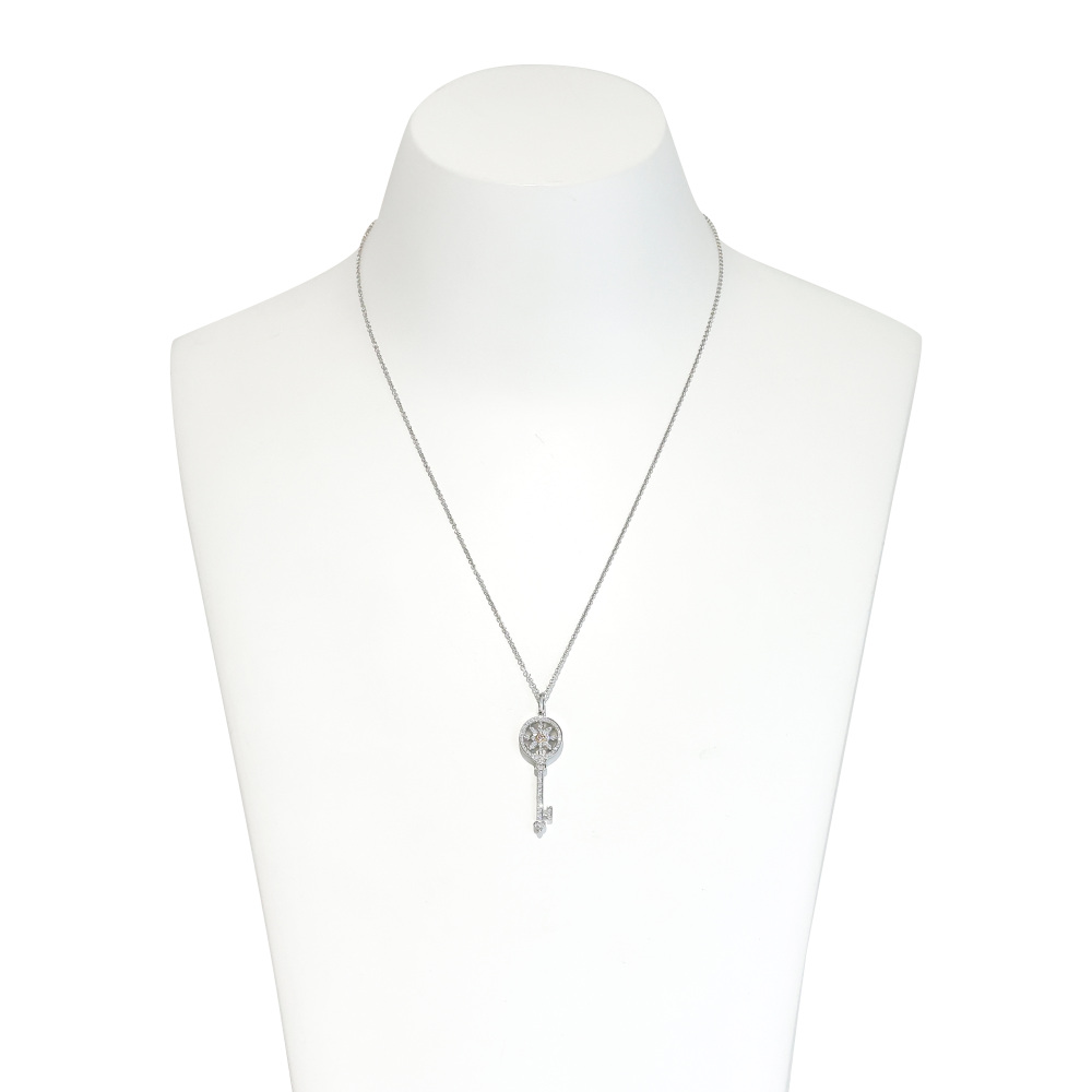 Tiffany & Co. Key Daisy Diamond Necklace Platinum & 18K Rose Gold