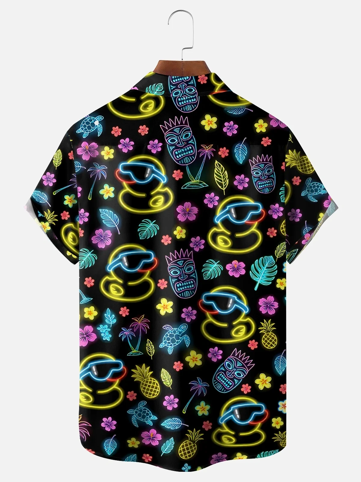 Men's printed shirts Anniversary Flag Floral and Botanical Pattern  Holiday Hawaiian Shirt