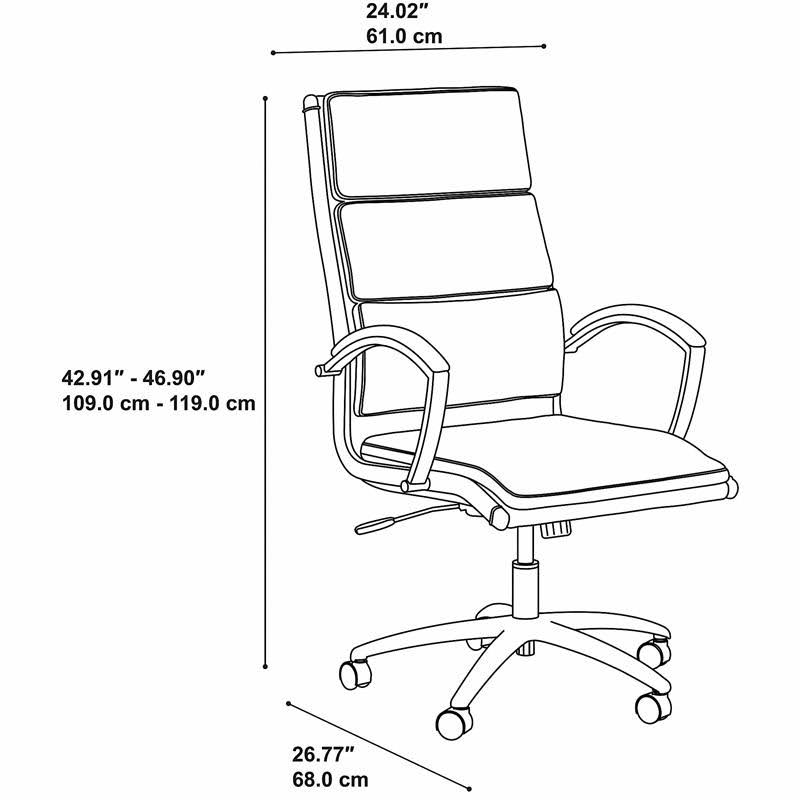 Salinas High Back Leather Executive Office Chair in Light Gray