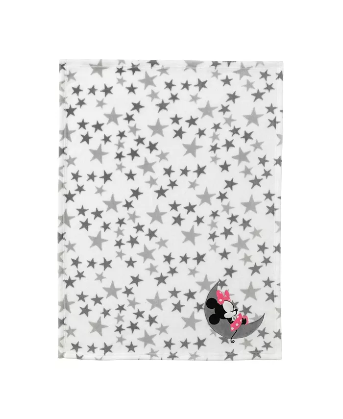 Lambs and Ivy Disney Baby Minnie Mouse Gray White Fleece Baby Blanket by Lambs and Ivy