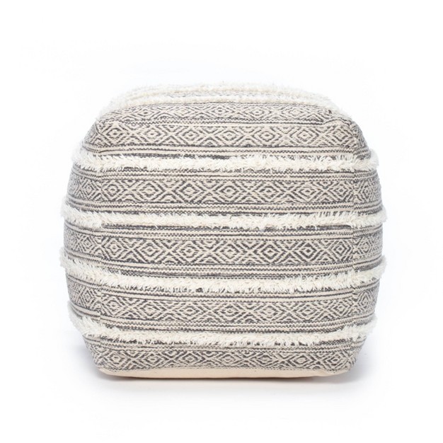 Portales Moroccan Inspired Pouf Gray ivory Anji Mountain