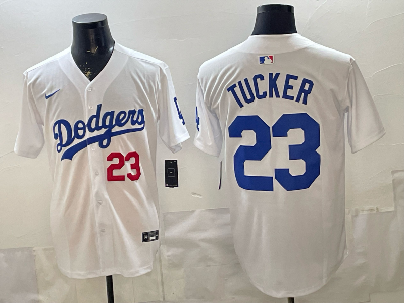 Men's Los Angeles Dodgers Kris Tucker #23 White Home Replica Jersey