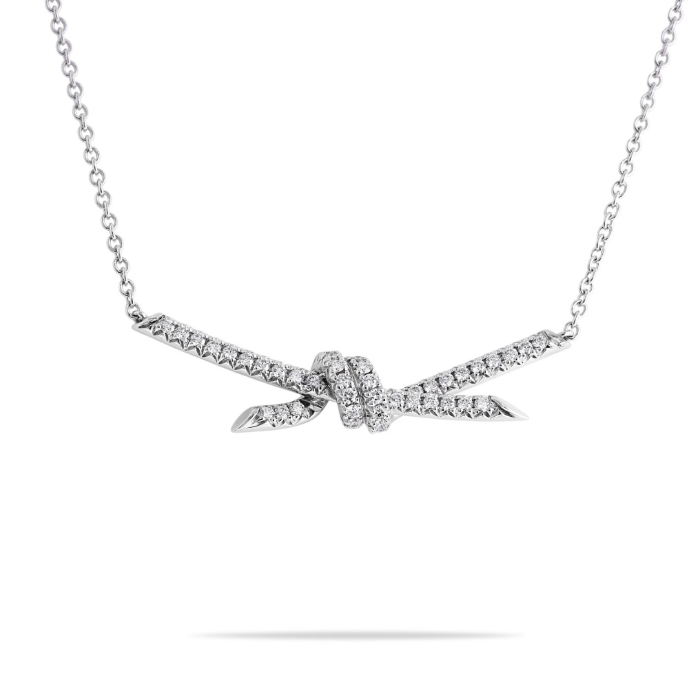Tiffany & Co. Knot Necklace 18K White Gold Diamond 70300303