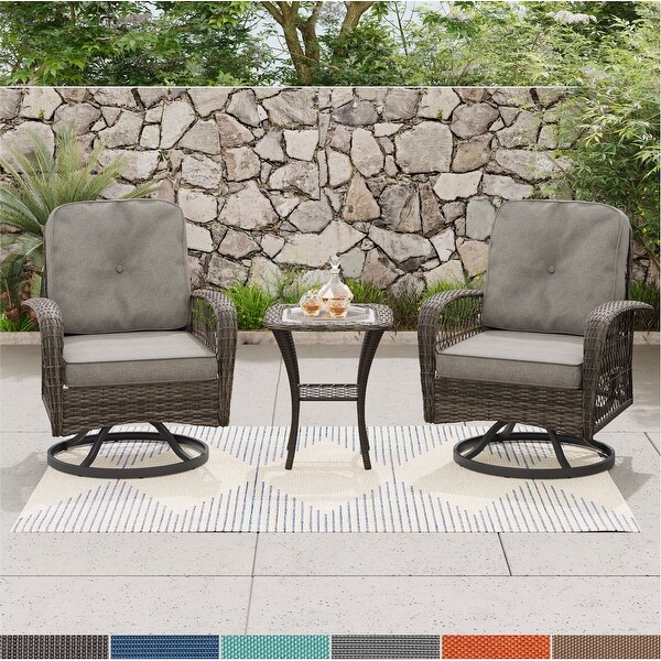 Corvus Livorno Outdoor 3piece Steel Wicker Swivel Chat Set