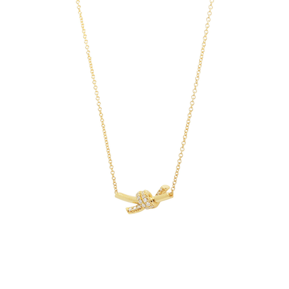 Tiffany & Co. Knot Necklace 18K Yellow Gold Diamond 75123582