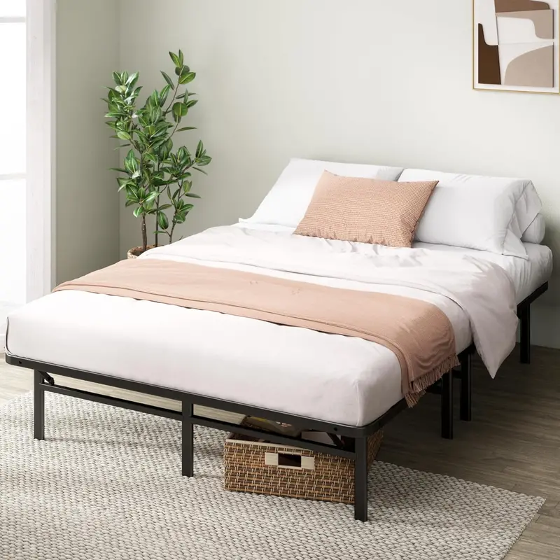 SmartBase Elite Queen Metal Bed Frame – Heavy-Duty Platform Base with Steel Slats, Tool-Free Assembly, and Under-Bed Storage