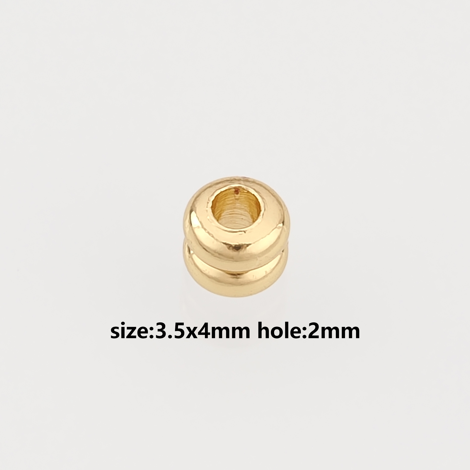 50Pcs 18K Gold Filled Barrel Spacer Beads,Barrel Beads for Bracelet Jewelry Necklace Making Supply
