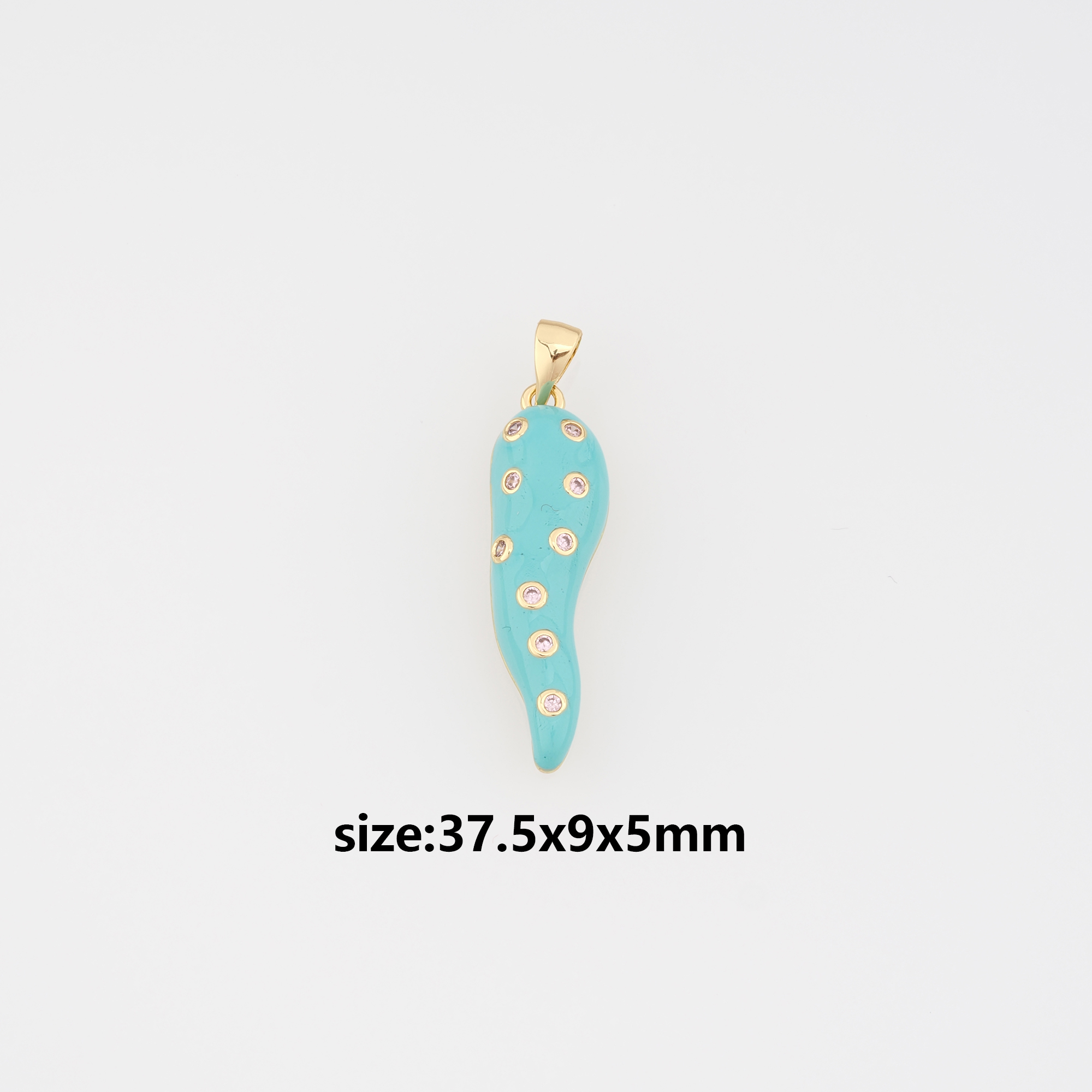 18K Gold Filled Horn Pendant,Enamel Horn Charm Earrings Necklace for DIY Jewelry Making Supply