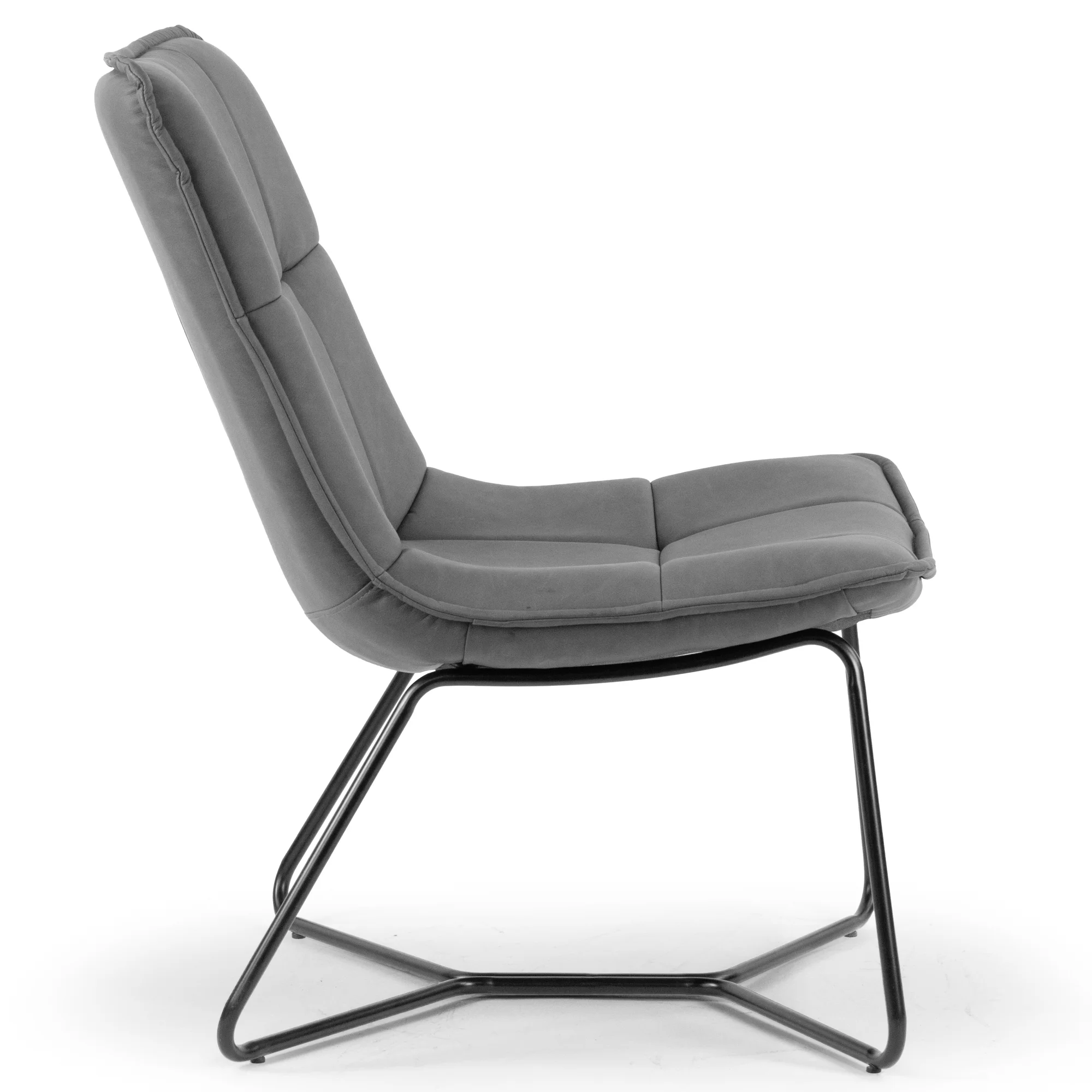 Glamour Home Aurele Faux Leather Armless Accent Chair in Gray/Black