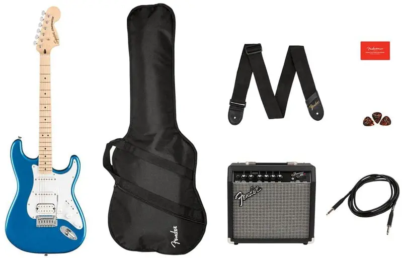 Squier Affinity Stratocaster HSS Starter Pack – Includes Amp, Cable, Strap, and Picks