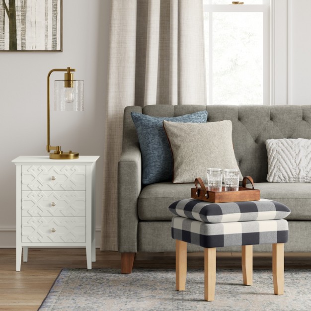 Buffalo Plaid Stool Blue