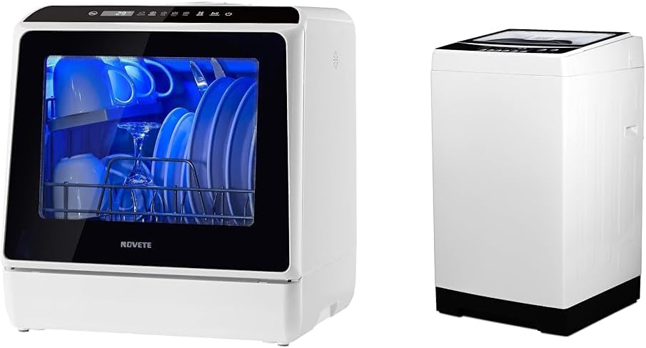 Portable Countertop Dishwashers, Compact Dishwashers with 5 L Built-in Water Tank & Inlet Hose, 5 Washing Programs, Baby Care, Air-Dry Function and LED Light for Small Apartments