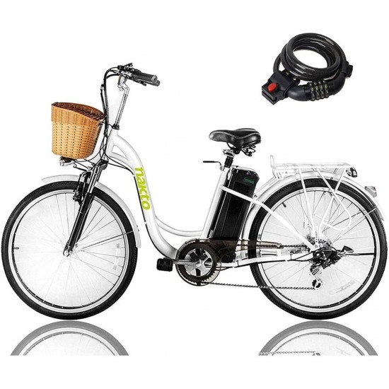 26″ 250W Cargo Electric Bicycle Sporting 6 Speed Gear EBike Brushless Gear Motor with Removable Waterproof Large Capacity 36V10A Lithium Battery and Battery Charger