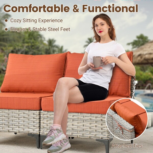 HOOOWOOO 10piece Wicker Patio Furniture Set Sectional Sofa with Swivel Chair