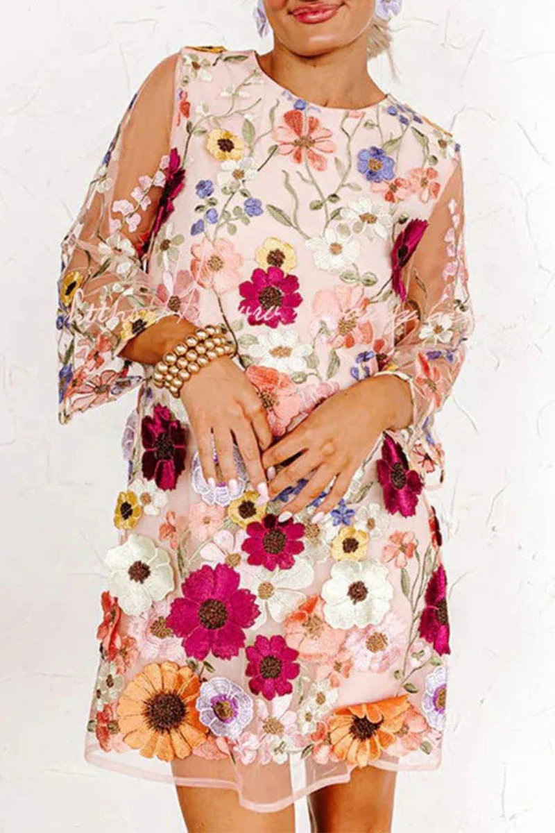 Color Block Patchwork Wrap Dress with Flare SleevesClistos