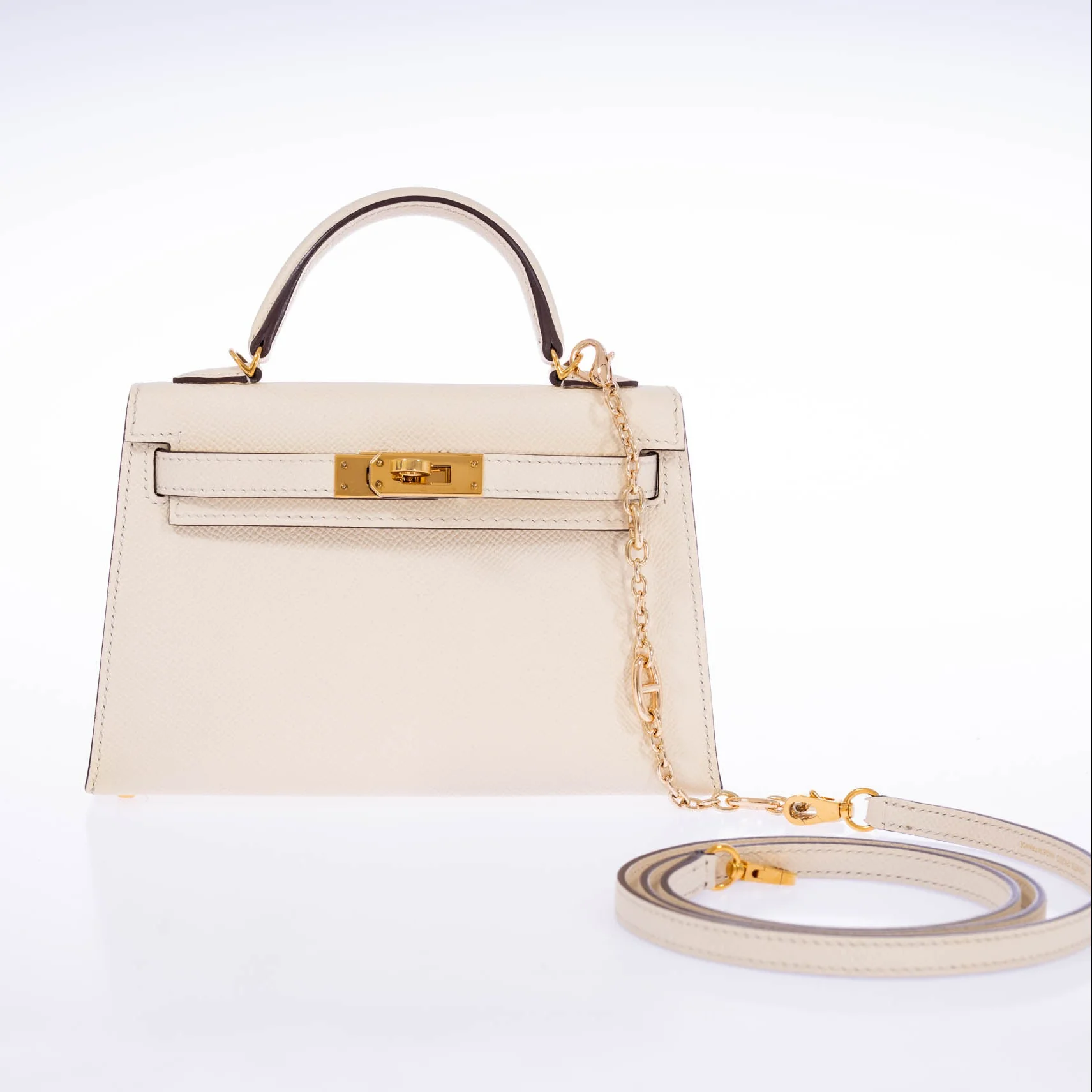 Hermès Mini Kelly 20 II Sellier Nata Epsom Gold Hardware