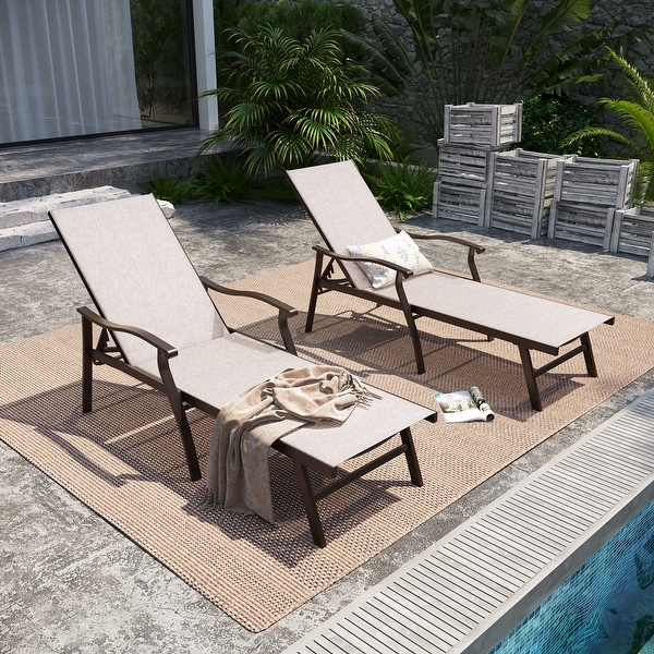 Pellebant 2PCS Patio Aluminum Adjustable Chaise Lounge Chair