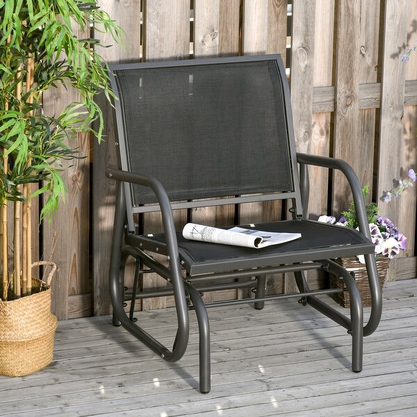 Outsunny Glider/Rocking Chair Set with Breathable Mesh Fabric,Curved Armrest
