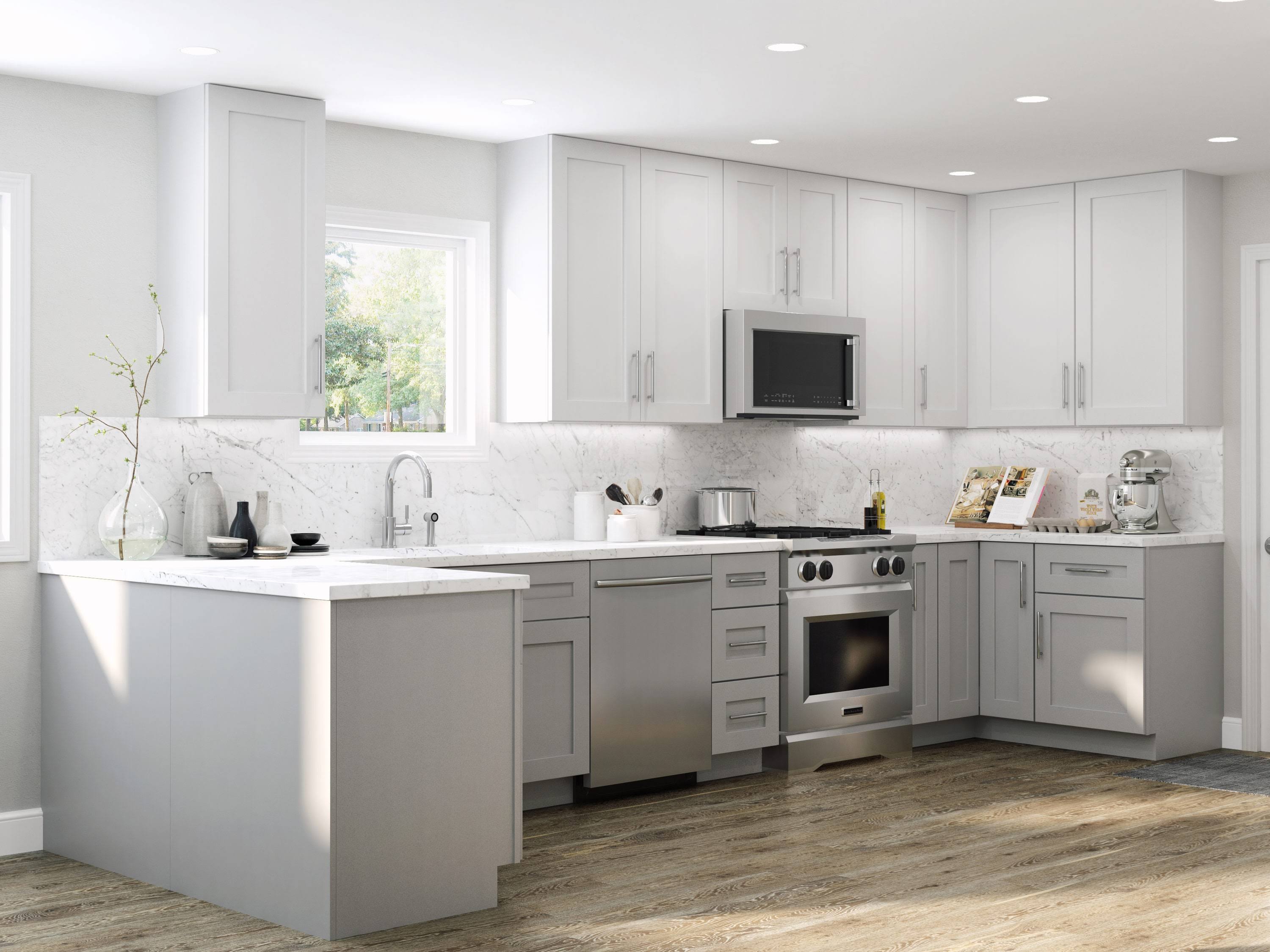 Contractor Express Cabinets SB33-XVW Vesper White Shaker Assembled Plywood 33 in. x 34.5 in. x 24 in. Sink Base Cabinet with Sof
