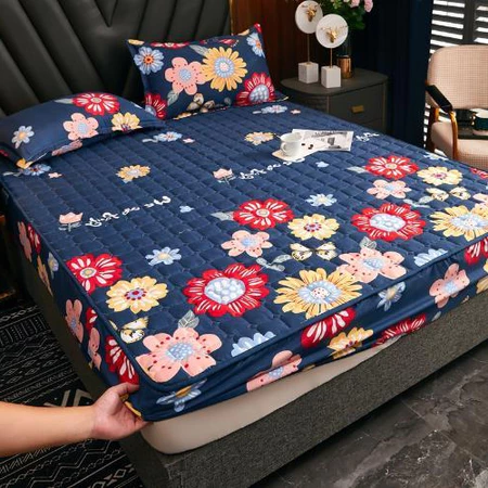 Waterproof Cadar Single/Queen/King Cotton Fitted Bedsheet Flower Colored Fitted Sheet Mattress Protector