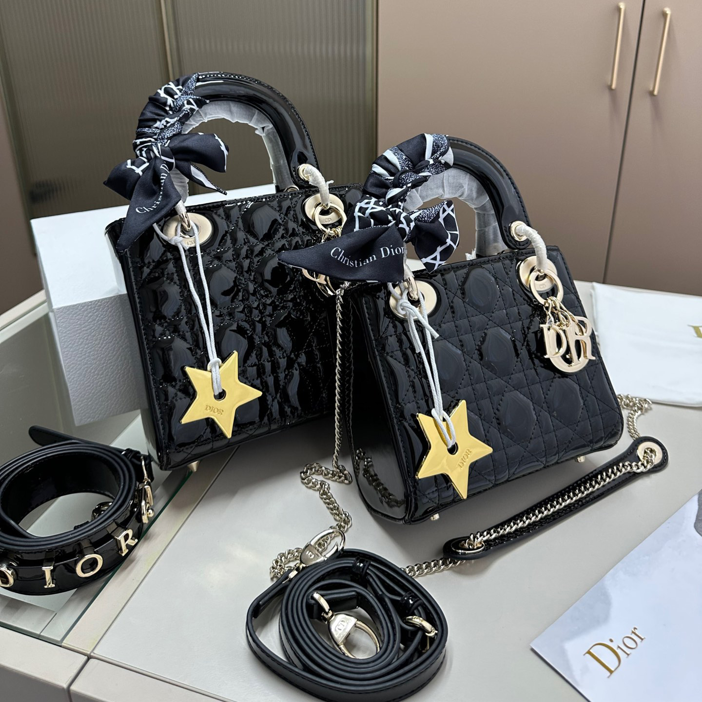 Top Original Dior Lacquer Leather D-lite lady bag - cnluxepick