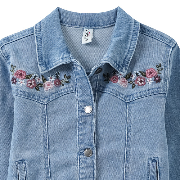Yigga Mädchen Jeansjacke mit Blumen-Stickerei