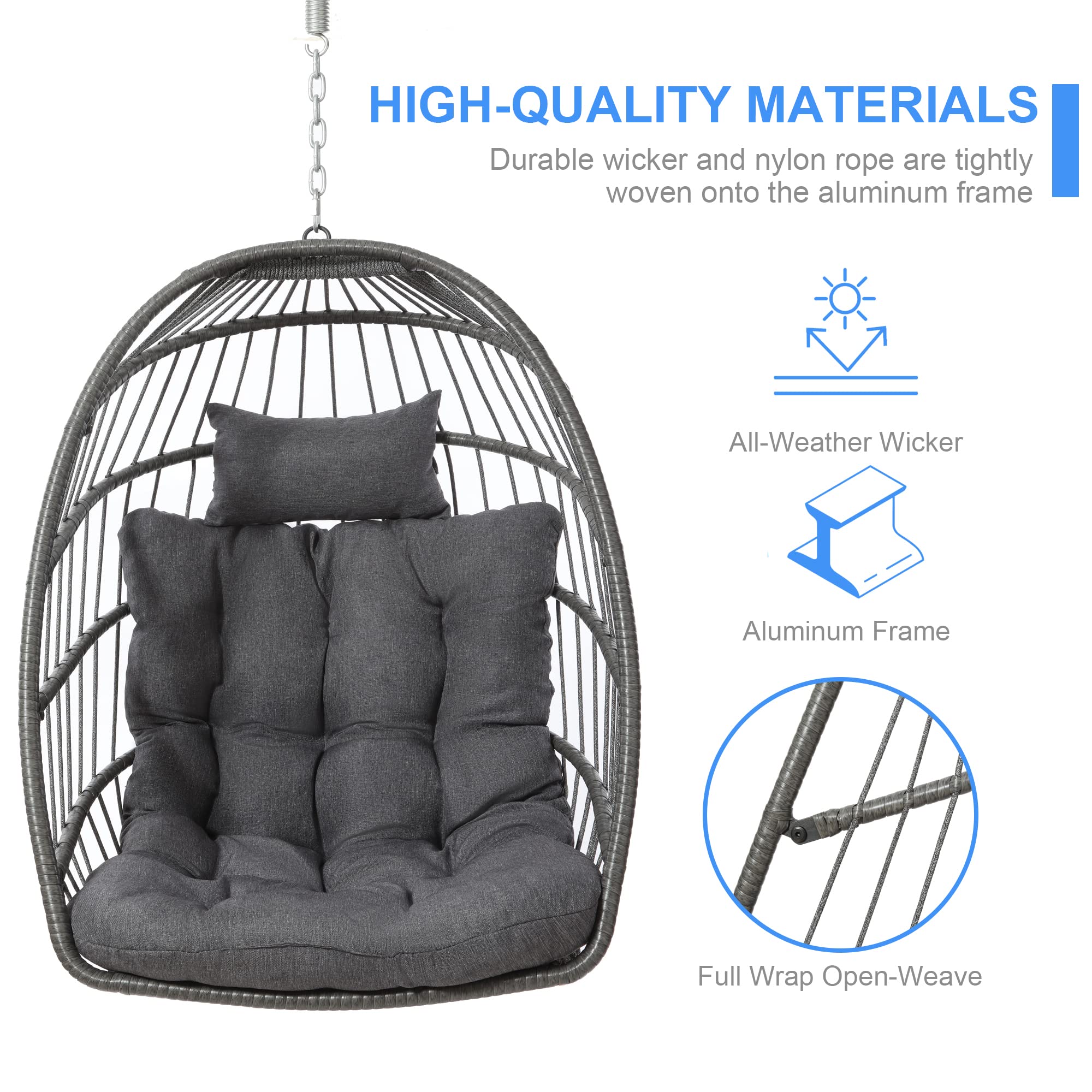 LEYCAY Egg Chair with Stand, Hanging Egg Swing Hammock Chair