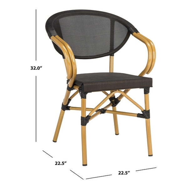SAFAVIEH Burke Stacking Black Arm Chair (Set of 2)
