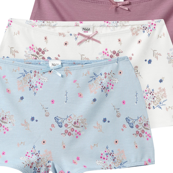 Yigga 3 Mädchen Pantys mit floralem Dessin