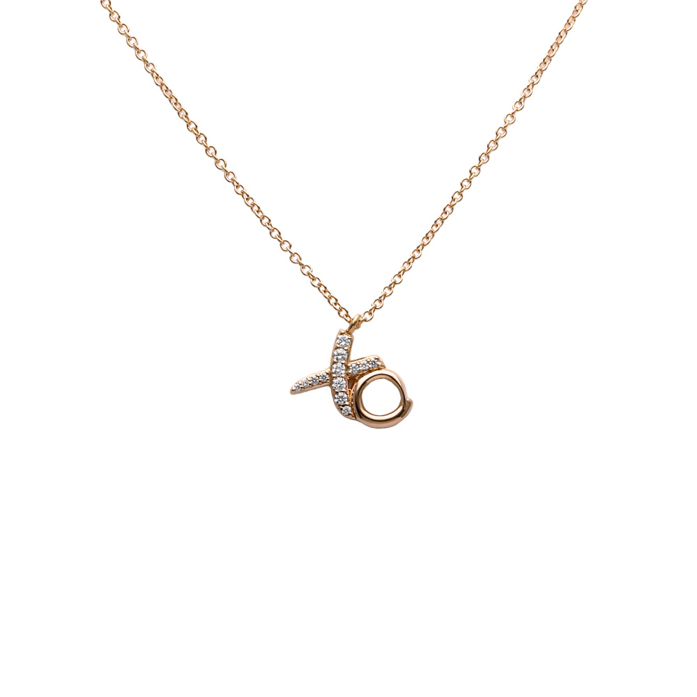 Tiffany & Co. Paloma Picasso Kiss Hug Diamond Necklace 18K Rose Gold